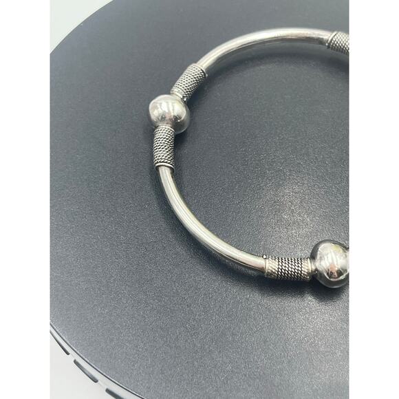 Sterling Silver Three Rope Ball Twisted Bali Style Bangle Bracelet Sz 7.5-8 - Picture 6 of 13